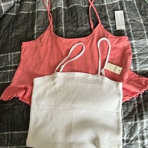 American Eagle and aerie Crop Top Cami’s NWT. White and Melon NWT $48 Total Ret